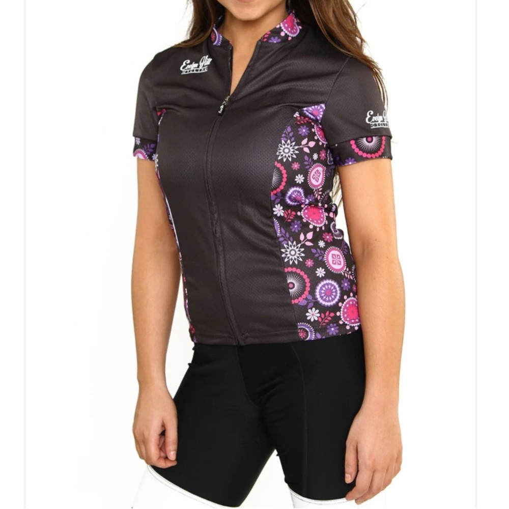 Evelyn Hill Cycling Paisley Short Sleeve Jersey 3X